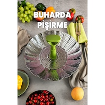 El Yakmaz Buharda Pişirme Aparatı - Süzgeç - Ayaklı Katlanır Yer Kaplamaz - Haşlama - Kaliteli Paslanmaz Çelik