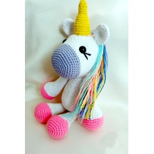 Amigurumi Oyuncak Gökkuşağı Unicorn Sağlıklı Oyuncak El Örgüsü