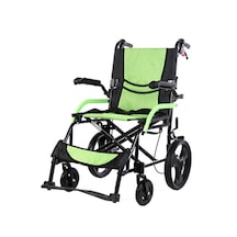 Hafif Tekerlekli Sandalye | Refakatçi Sandalyesi | Frenli Transfer Sandalyesi Yeşil