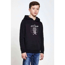 Tshirthane Urban Motorcycle Motorsiklet Baskılı Unisex Çocuk Kapüşonlu Sweat (528685389) Siyah