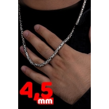 4.5mm Yuvarlak Kral Model 925 Ayar Erkek Gümüş Kolye Zincir 246266144