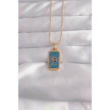 316l Çelik Gold Renk Mavi Mineli El Figür Tarot Kolye Çok Renkli Çok Renkli