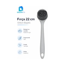 Silikon Başlıklı Bulaşık Ve Lavabo Temizleme Fırçası 22 Cm Gri
