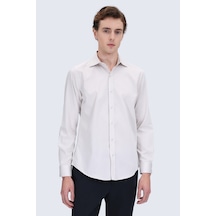 Hatemoğlu Ekru Slim Fit Açık İtalyan Yaka 100% Pamuk Uzun Kollu Spor Gömlek