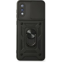 Newface Samsung Galaxy A02 Kılıf Pars Lens Yüzüklü Silikon - Siyah