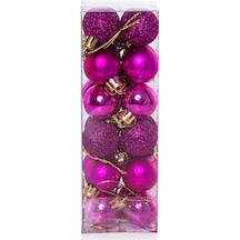 Yılbaşı Çam Ağacı Süsü Fuşya Top 3 Cm 24'lü