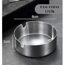 Paslanmaz Çelik Mini Mat Açık Yuvarlak Model Küllük Dekoratif Kül Tablası 8 Cm Küllük Metal Metalik
