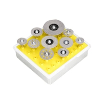 Reedark 10'lu Set Elmas Kesme Diskleri - Dremel Aleti İçin 3mm Şaftlı Çeşitli Boyutlarda 16-40mm Depolama Kutusu Hediyeli