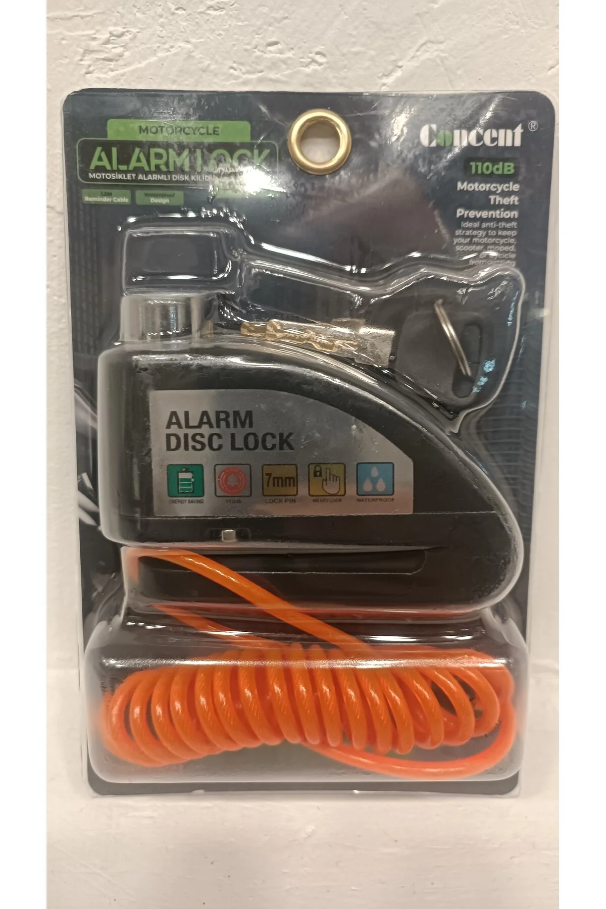 Motosiklet Alarmlı Disk Kilidi Turuncu