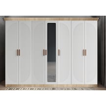 Datça Membran 7 Kapaklı Gardırop Montaj Dahil Meşe Beyaz 280 Cm