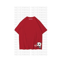 Nevermind Unisex Kadın Erkek Nevermınd Panda Özel Tasarım Baskılı Oversize Kırmızı