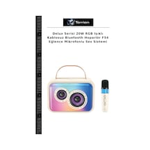 Delux Serisi 20w Rgb Işıklı Kablosuz Bluetooth Hoparlör F54 Eğlence Mikrofonlu Ses Sistemi