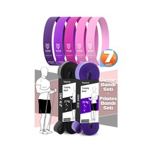 7li Mega Set 25+35 Kg + 5li Pilates Direnç Bandı Barfiks Lastiği Loop Band Pembe Ton Çok Renkli