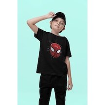 Sevbano Spider-man Kahraman Baskılı Unisex Örümcek Adam Film Çocuk Tişört Siyah
