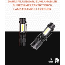Taşınabilir Şarjlı Led Fener - 4 Modlu, 2000lm, Ayarlanabilir Odak