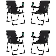Armarks 4 Adet Siyah Kamp Sandalyesi, Katlanır Kamp Sandalyesi, Bardaklıklı Kamp Sandalyesi, Plaj Piknik Sandalyes