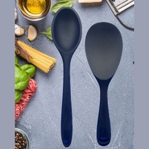 Sert Uçlu Silikon Kaşık Seti 28cm/22cm Siyah