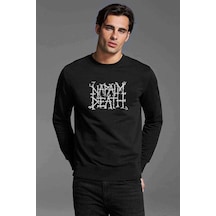 Napalm Death Baskılı Siyah Erkek Örme Sweatshirt (528508477)