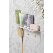 Modern Paslanmaz Metal Duş Rafı, Duş Düzenleyici, Banyo Rafı, Bayno Şampuanlık Beyaz Beyaz