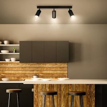 Rıolight Modern2 Siyah Salon,mutfak,giyinme Odası,cafeler İçin Metal 3lü Led Spot Avize Ampul Dahil