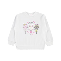 Civil Girls Kediler Baskılı 2-5 Yaş Sweatshirt - Ekru