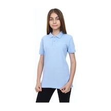 Toontoy Kids Toontoy Unisex Çocuk Polo Yaka Düğmeli Kısa Kollu Tişört Mavi