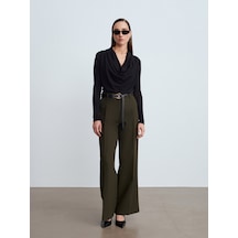 Dilvin 72250 Pensli Kemerli Kumaş Pantolon-haki Haki