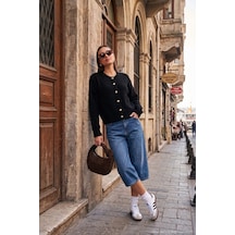 Lela Premium Regular Fit Bisiklet Yaka Yumuşak Dokulu Bayan Hırka 680Hi00147 Siyah