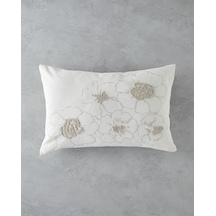 English Home Buds Nakışlı Dekoratif Kırlent 33x50 Cm Ekru Ekru