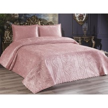 Velica Çift Kişilik Kadife Yatak Örtüsü Pudra