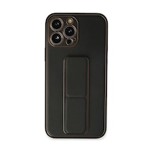 Newface Apple iPhone Uyumlu 13 Pro Kılıf Coco Deri Standlı Kapak - Siyah