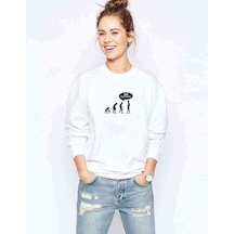 Stop Followıng Me Baskılı Beyaz Kadın Sweatshirt