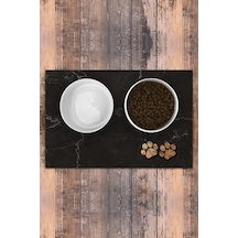 Evaşk Vinil Kaymaz Tabanlı Keçe Baskılı Evcil Hayvan Pet Mama  Paspası 25x40 Renk SİYAH PM0125S