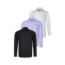 Üçlü Set G726 Dewberry Gömlek-siyah-beyaz-lila Siyah-beyaz-lila
