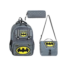 İlkokul Çantası 3'lü Set 42 30 Cm Beslenme Çantası Kalem Kutusu Ortopedik Sırt Erkek Çocuk Kids Bag Gri