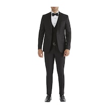 Efor Black 034 Slim Fit Yelekli Çıkarılabilir Saten Yaka Siyah Damatlık Smokin Takım Siyah Efor Black 034 Slim Fit Yelekli Çıkarılabilir Saten Yaka Siyah Damatlık Smokin Takım Siyah