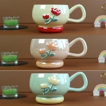 Pastel Çiçek Seramik Kahve Kupası Bm-2364 Acı Kahve