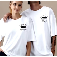 Nevermind Unisex Kadın Erkek King&queen Baskılı Sevgili Çift Kombini Tasarı Beyaz