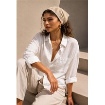 Kadın File Örgü Bandana Yazlık Delikli Triko Saç Bandanası Plaj Uyumlu Beyaz Bej - 891195299 Bej - 891195299 Bej