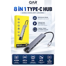 Type-c 8 İ 1 Arada Usb-c Hub Çoklayıcı 4k Hdmı Rj45 Ethernet Sd Tf Kart Okuyucu Usb 3.0 Pd Şarj