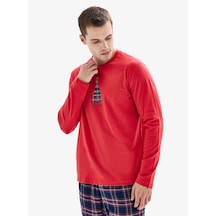 Erkek Pijama Takımı 40859 - Kırmızı Kırmızı