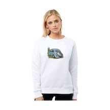 Wv Beetle Wosvos Baskılı Beyaz Kadın Sweatshirt (528305100)