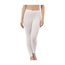 Özkan Underwear Özkan 0415 Kadın Pamuklu Likralı Süprem Düz Uzun Tayt Beyaz