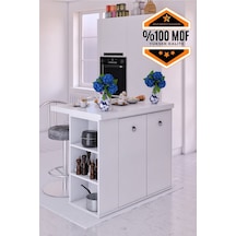 Mdf Adore Çok Amaçlı Mutfak Adası 2 Kapaklı Raflı Beyaz