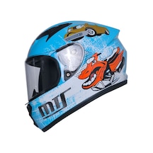 Motosiklet Ve Bisiklet Mini Çocuk Kaskı Full Face Ce Sertifikalı Child Motor Kask Blue Mavi