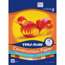 Construction Paper, Warm Assorted, 12" X 18", 50 Sheets
