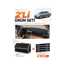 E-biz Toyota Avensis Ekranlı T250 2003-2008 Uyumlu Torpido Örtüsü + Deri Çanta - Siyah-bej - To003