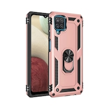 Galaxy A22 Kılıf Sofya Yüzüklü Silikon Kapak - Rose