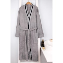 Baveno %100 Pamuk Kimono Bornoz Gri