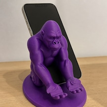 Bezos 3d Baskı Goril Telefon Tutucu - Kaslı Goril Masaüstü Telefon Standı-mor Bty Standart